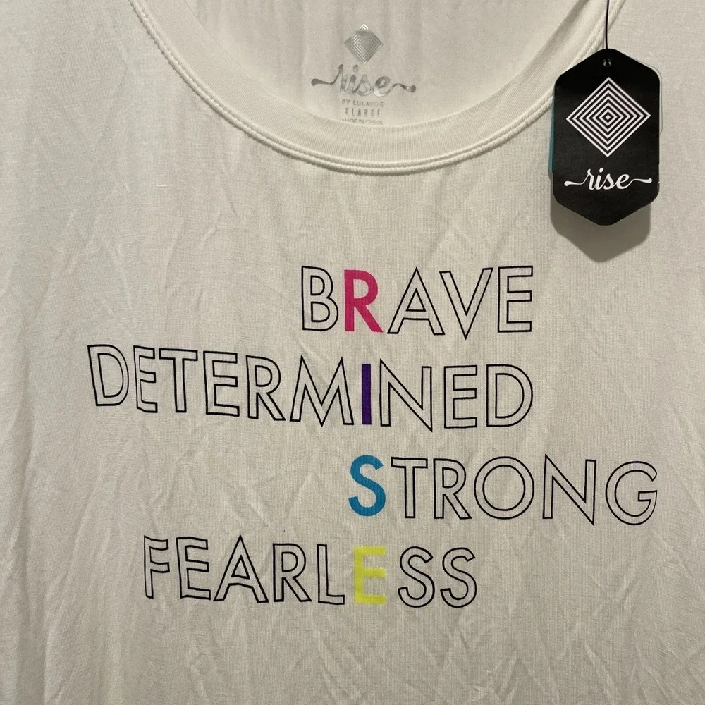 New LulaRoe Rise T-Shirt Sleeveless XL Extra Large #C117 Brave Determined - Picture 2 of 8